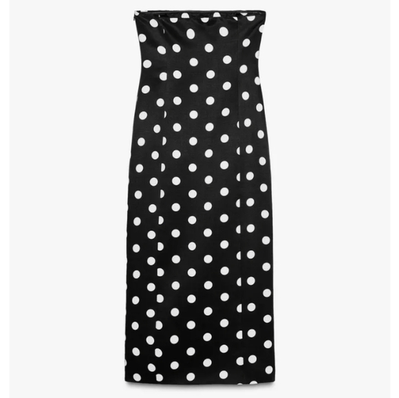 Zara ZW Collection Polka Dot Strapless Dress - Picture 8 of 9
